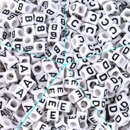 100pcs A-Z English Acrylic Letter Bead For DIY Bracelet Jewelry Making Accessories Plastic Square Single Alphabet Puzzle Beads