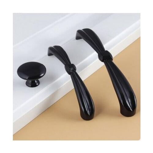 128mm black kitchen cabinet handle pull black dresser cupboard door pull knob 5" modern furniture door handles pulls knob JS326