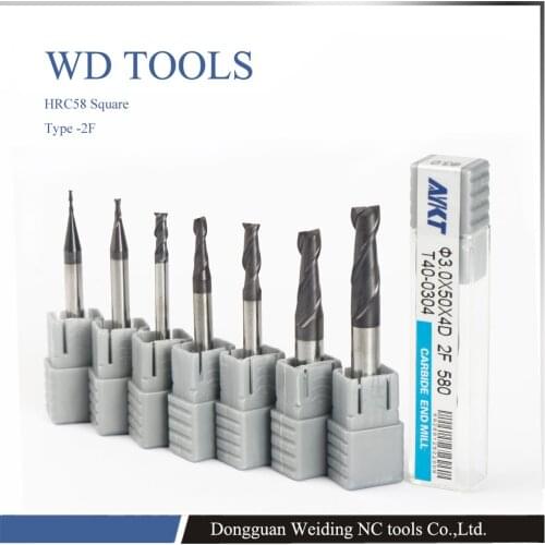 2pcs HRC58 4.0X100LX4D*100L*2F cnc steel cutting knives solid Tungsten carbide knife square Taper End Mill cnc iron cutter