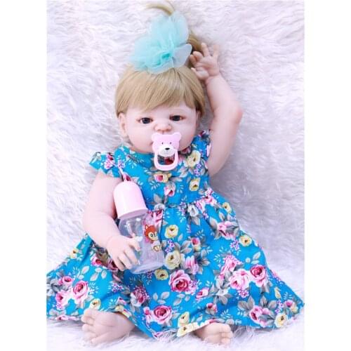 22 Inch 55cm Full Silicone Vinyl Reborn Baby Doll vivid adorable baby girl play house alive cute Toy Children Birthday Gift