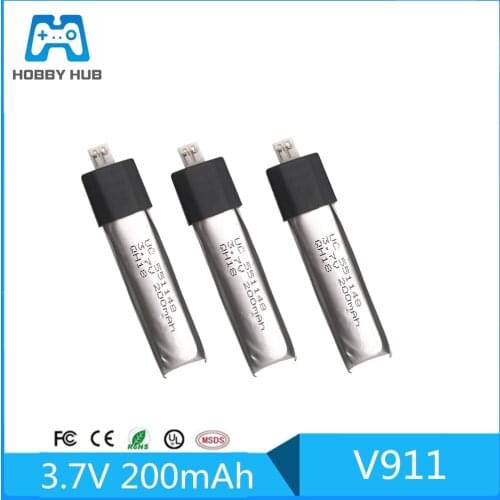 3pcs Battery for WLtoys V911 F929 F939 RC Helicopter 3.7V 200mAh new plug 1.25mm Battery For WLtoys V911 F929 F939