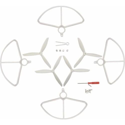 4PCS protective cover + 4PCS upgrade three-bladed propeller for HS700 HS700D brushless four-axis aircraft white