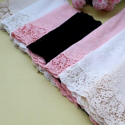 5Yards/Lot Width 19CM/34CM White Beige Pink 100%Cotton Cloth Embroidered DIY Lace Trim Hollow Fabrics Clothing Dress Accessories