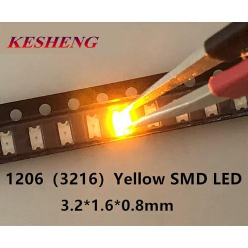 500PCS SMD 1206 LED YELLOW Ultra Bright SMD LEDs 1206 yellow 1206 Diodes light-emitting diodes 580-590nm 3.2*1.6mm