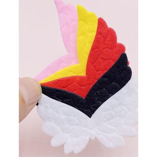 60pcs5*3.5cm White felt wings Fabric Patches Padded Felt Garment Appliques Padded Felt Appliques Hair Hat Decorative Ornament