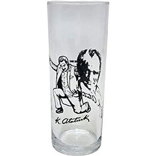 ATATURK İMZALI PRINTED RAKI HD MUSTAFA KEMAL EMBROIDERED 6'LI GLASS CUP PATTERNED KITCHEN BAR GOBLET FUN CELEBRATION