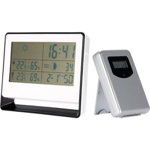 100M Wireless Weather Station Thermometer Humidity Monitor with Outdoor Transmitter,Clock,Moon Phase,Max Min Temperature