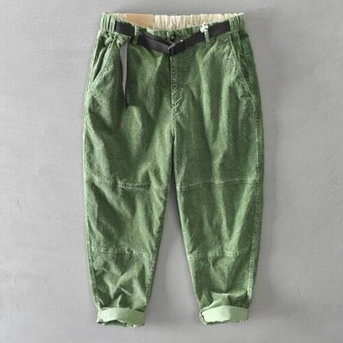 High Quality New Men Cotton Corduroy Pants Solid Color Casual Mens Trousers