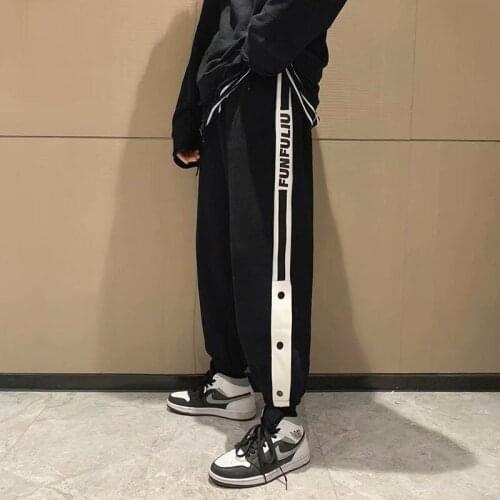 Casual Harem Pants Breasted Thin Loose Sweatpants Printed Letters Stitching Sports Trousers Trend Streetwear Pants Four Seasons