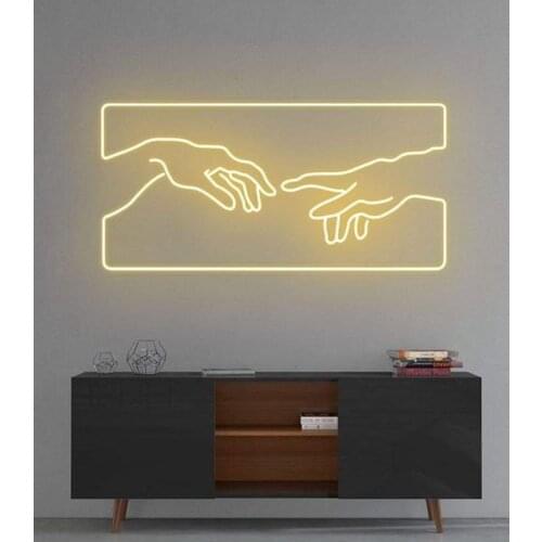 Decorative Light Hand in Hand neon Lamp Restaurant Accessories Room Beer light Enseigne Lumineuse Decorate Handmade Glass Tubes