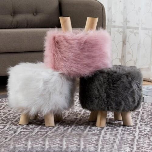 Baby Furniture Sofa Chairs Plush Fabric Ottoman Footrest Artificial Wool Soft Sheepskin Sofa Stool Futon Home Livingroom Chairs