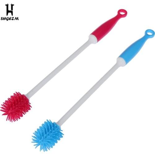 Baby Bottle Vial Round Head Brush Milk Bottle Brush Unique Design Baby Bottles Scrubbing Silicone Cleaning Tool Kitchen Cleaner