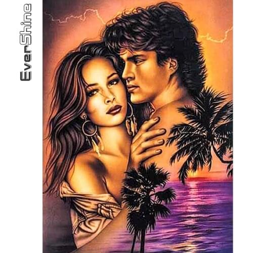 Evershine Diamond Painting Couples Diamond Embroidery Portrait Cross Stitch Mosaic Sunset Rhinestone Picture Wall Decoration