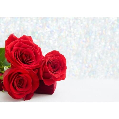 Photo Backdrop Red Flowers Glitter Bokeh Custom Background for Baby Wedding Lovers Valentines Day Photobooth Photography Props