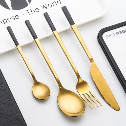 Hot sale within 24 hours Japanese and South Korean craft matte style stainless steel knife fork spoon coffee spoon cutlery set