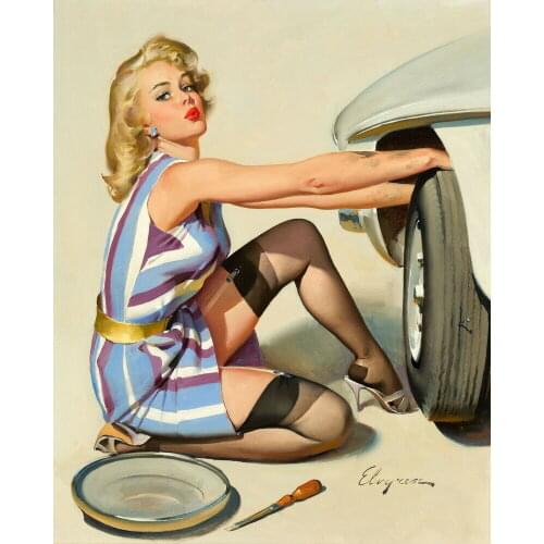 Gil Elvgren Pin Up Girls Giclee Art print Silk poster Home Wall Decor