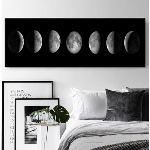 The Moon Phase Black White Posters Canvas Art Prints Nordic Wall Art Abstract Painting Wall Picture for Living Room Home Decor