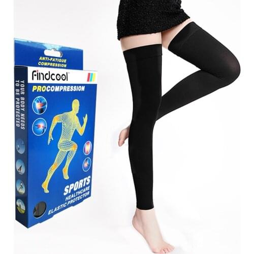 Compression Stockings Medical Thigh High with Grip Top Compression Thigh Leg Sleeve Thigh Hi Recovery Garment Treats Hamstrin