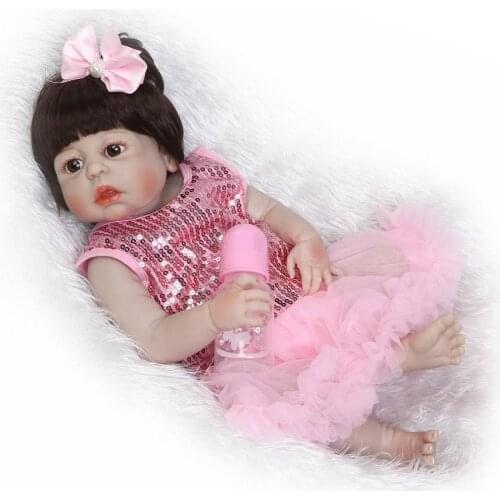 57cm Reborn Dolls Babies Full Body Silicone Vinyl Bebe alive bathe play house bonecas free shipping baby girl dolls birthday toy