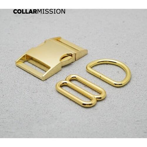 Metal Buckle(Metal Buckle+ Adjust Buckle+ D Ring) For Backpack 30mm Webbing Yellow Gold Accessory DIY Handmade Pet Collar Leash