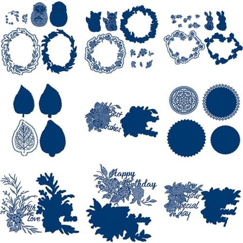 Metal Cutting Dies Stencil Love Rosette Best Wishes Nesting Florals Foliage Bunny Fox Hedgehog DIY Craft Embossing Dies 2021 New