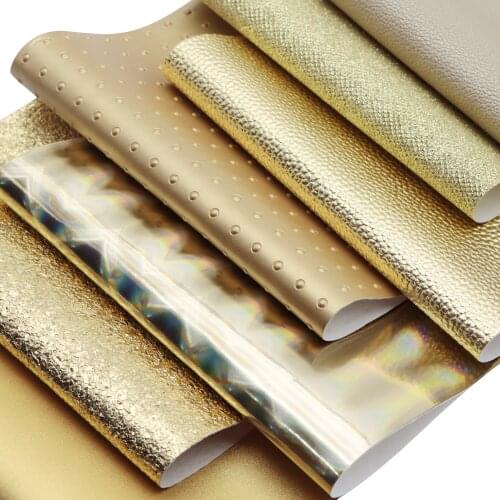 20*33cm Gold Leahter Set Faux Synthetic Leather Fabric For Bow-knot Bags Wallet Earring Phone Case Scrapbook DIY,1Yc15409