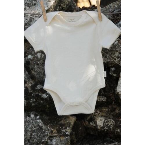 Naturaborn GOTS Certified Organic Short Sleeve Baby Bodysuit Crocheted