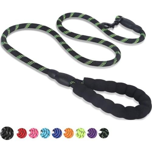 Nylon Rope Pet Puppy Leashes with Soft Padded Handle Strong Dog Leash Reflective Threads for Medium Large Dogs Training Walking