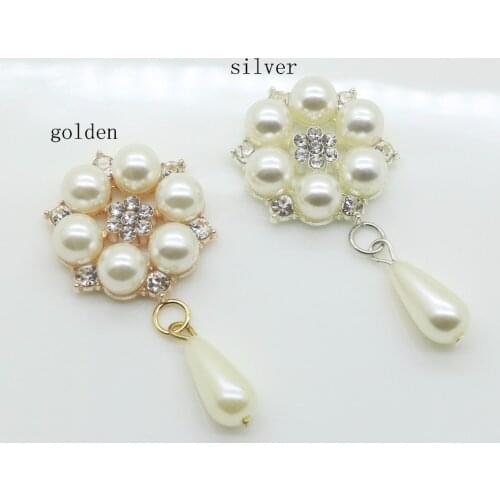 New 100pc pearl rhinestone button 2017 Wedding invitations decorate metal Hair flower center scrapbooking DIY Accessories