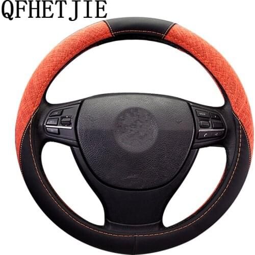 New Embossed Car Steering Wheel Cover Interior Accessories Artificial Leather Steering Wheel Set Car Accessories