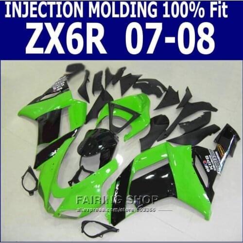 NEW!! zx6r 2007 2008 Fairing Bodywork kit For Kawasaki Ninja 07 08 Green Fairings (Injection mold) S28