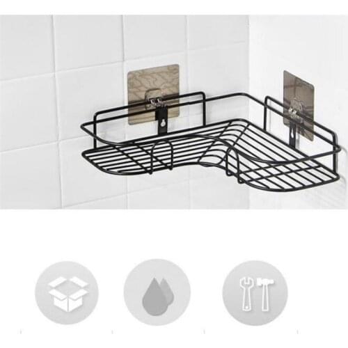 New 20pcs/lot Bathroom Accessories Punch Free Corner Bathroom Shelf Bathroom Fixtures Wrought Iron Storage Rack
