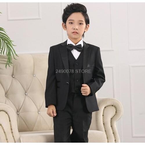 Enfant Garcon Mariage Boys Blazer Jogging Garcon Japan Kids Suits Costume Boys 007 Jacket Vest Pants 3pcs Suit for Weddings