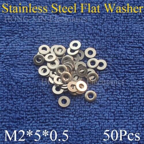 50Pcs Large M2*5*0.5mm Stainless Steel Flat Washer Price High Quality Flat Pad Plain Washer Ring Washer