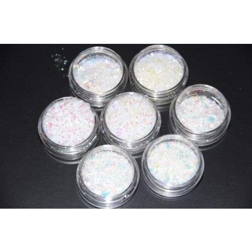 Iridescent Transparent AB White Color Glitter Flakes Confetti (AB White Pearl) Manicure DIY Nail Art Dec