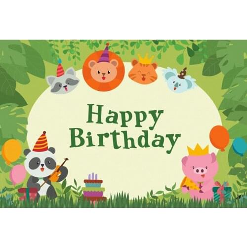 Happy Birthday Forest Animal Background Painting Party Banner Decoration Poster Photography Decoration Background Painting
