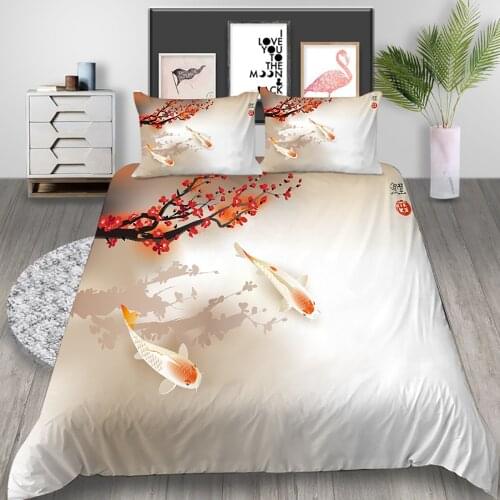 Thumbedding Koi Bedding Set Chinese 3D Printed Good Luck Duvet Cover Queen King Twin Full Single Double Unique Design Bed Set