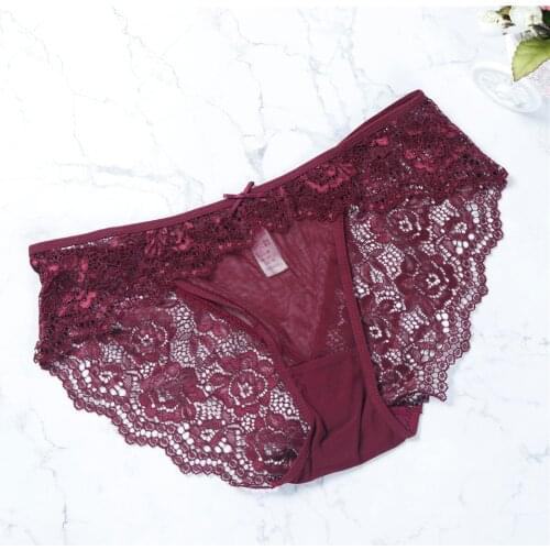 2018 plus XL size panties women panties ultra-thin hollow underwear low rise transparent lace sexy panties breathable lingerie
