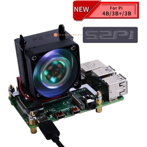 Black ICE-Tower CPU Cooling Fan V2.0 Super heat dissipation 7 Colours Light Bracket 5-layer Case for Raspberry Pi 4B / 3B / 3B