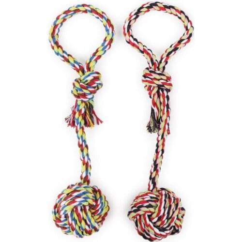 1PC Dog Toys Pet Products Rope Knot Ball For Dog Teeth Cleaning Hand drawn Toy Interactive Pet Dog toys For Small Medium Dogs