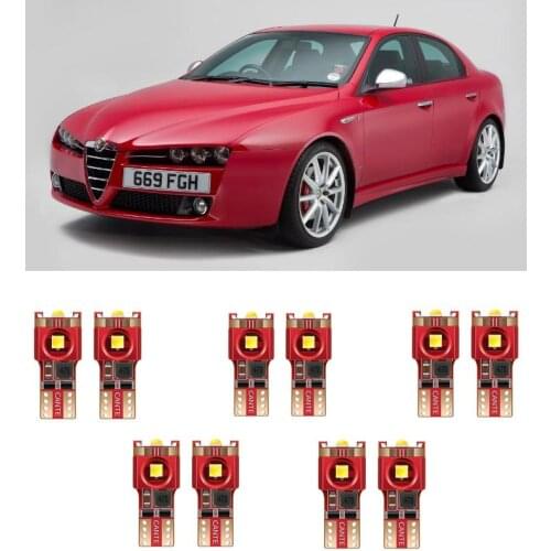 10pc w5w Car LED lighting For Alfa Romeo 159 147 GIULIETTA 155 156 164 166 33 4C BRERA GT GTV MITO interior light kit