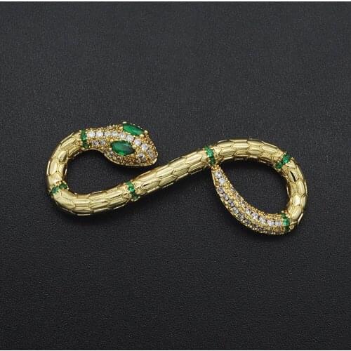 14x39mm 100% CZ Zircon DIY Jewelry Gold Snake Connectors Charm Wholesale Custom Orders Welcome Jewellery Connector Factory Sale