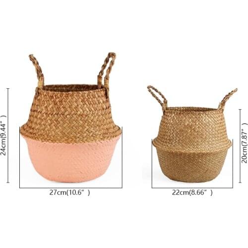 2 Pcs Foldable Handmade Storage Baskets, Folding Wicker Laundry Basket Panier Osier 15 Colors Fruit Basket Kitchen Items