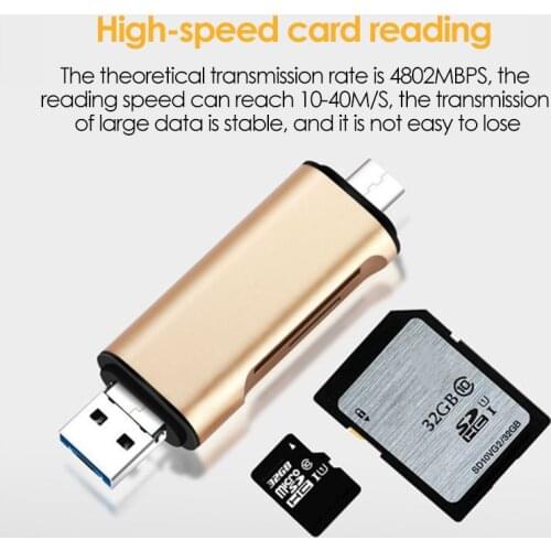 UTHAI Type-C MicroUSB USB3.0 3In1 OTG Card Reader High-speed Universal TF/SD/V8 Adapter for Android PC Extension Headers