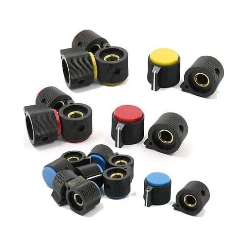 5 Pcs Red/Blue/Yellow 19mm Top 6mm Dia Split Shaft Rotary Potentiometer Knobs