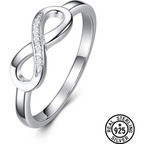 Dyson 925 Sterling Silver Rings Infinity Classic Love Zircon Delicate Eternity Rings For Women Girls Accessories Fine Jewelry