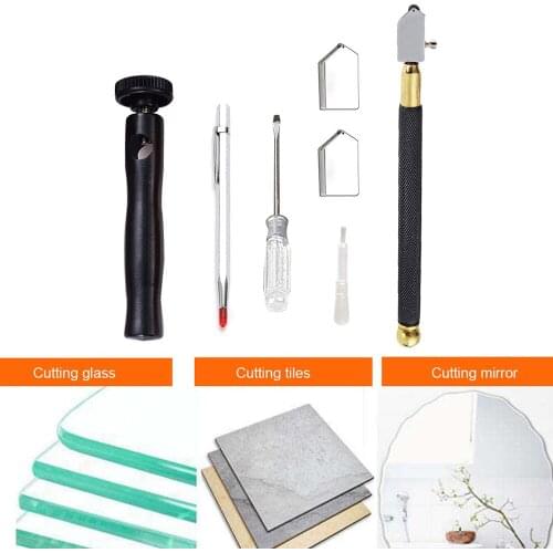 230*125mm Glass Cutter Diamond Cutter Head Steel Blade Cutting Tool Oil Supply Anti-Skid Metal Handle for Manual Tool Cutting