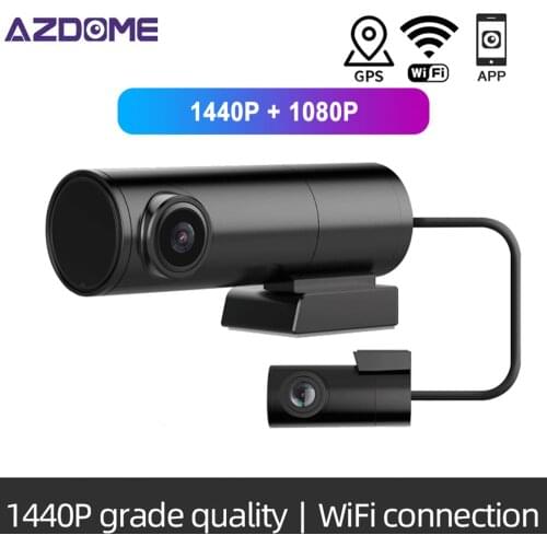 2K Mini WiFI Car Dash Cam front Cam 1440P Car Dvr Dual Cameras GPS Tracker Night Vision Recorder Rotatable Lens Parking Monitor