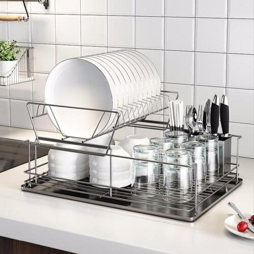 Free shipping Kitchen storage rack shelf Stainless steel bowl rack drain rack shelf tray dish storage rack