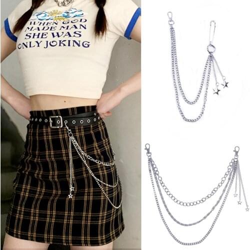16 Styles Punk Hip-hop Metal Pants Waist Chain Men Women Star Pendant Key Chain Jeans Youth Students Trendy Jewelry Accessories